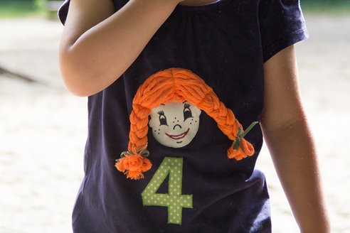 Kindershirt mit Pippi Langstrumpf Applikation