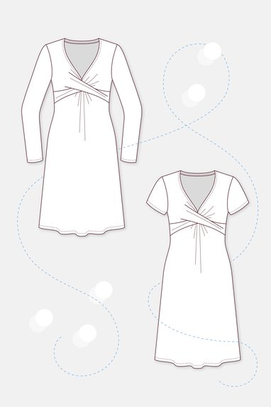 Schnittmuster Jerseykleid Gloria Knotenausschnitt Varianten