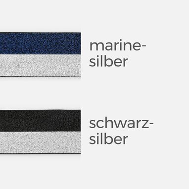 Gummiband Lurex 40mm Meterware, marine/silber, schwarz/silber