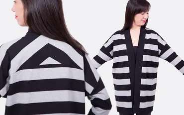 Schnittmuster Cardigan Carina Streifenstoff