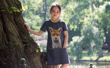 Schnittmuster Kinderjerseykleid mit Fuchsmotiv