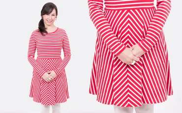 Kleid mit Streifenstoff richtig zuschneiden