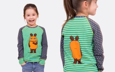 Schnittmuster Kindershirt mit Sendung mit der Maus-Stoffen