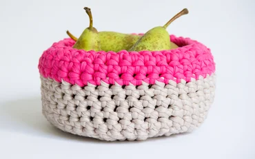 Häkelkorb aus Jerseygarn