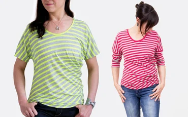 Schnittmuster Shirt Elaine mit seitlicher Drapierung und Nähvideo