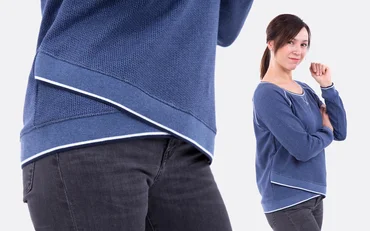 Fake-Wickelsaum Schnittmuster kostenlos Damenraglanshirt nähen lernen