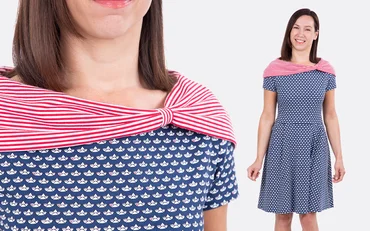 Nähanleitung Schleifenkragen gratis Schnittmuster für Jerseykleider nähen