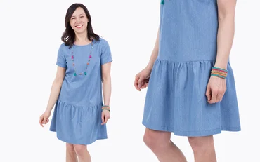 Schnittmuster Bluse/Kleid Alliee als Kleid genäht aus Jeans-Chambray