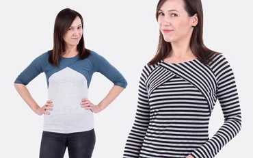 Schnittmuster Raglanshirt für Damen mit Wickelausschnitt nähen lernen