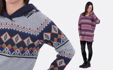 Schnittmuster Sweatkleid und Oversized-Shirt Ethno-Stoffe