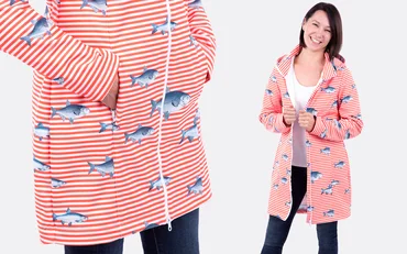 Schnittmuster Softshelljacke Streifenstoff selber nähen mit Zuschneide-Tipps