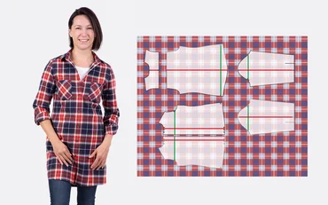 Anleitung Karostoff zuschneiden Hemd Bluse Muster nähen