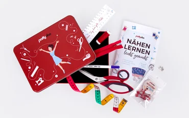 Nähbox Inhalt Schere Maßband Nähfibel Reißverschluss