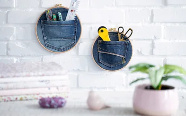 Stickrahmen Utensilo Jeans Upcycling Nähanleitung