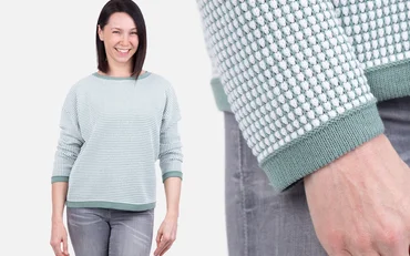 Nähanleitung Strickpanele Stoff Bundkante Honeycomb Muster