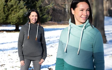 Schnittmuster Sweatshirt mit Wickelkragen selber nähen Winterpulli