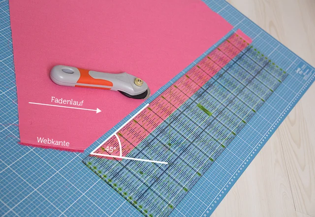 Schrägband selber machen Zuschnitt