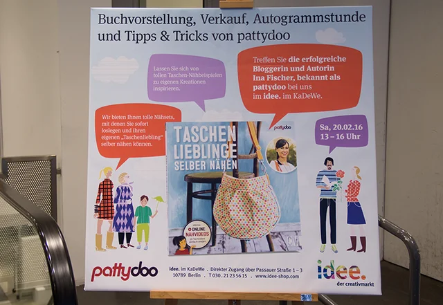 Buchvorstellung Taschenlieblinge idee. Creativ pattydoo Autogrammstunde