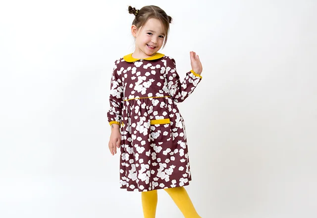 Dirndlkleid selber nähen braun-gelber Stoff Dirndlkleid selber nähen braun-gelber Stoff