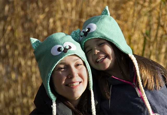 Kostenloses Schnittmuster Eulenmütze aus Fleece nähen