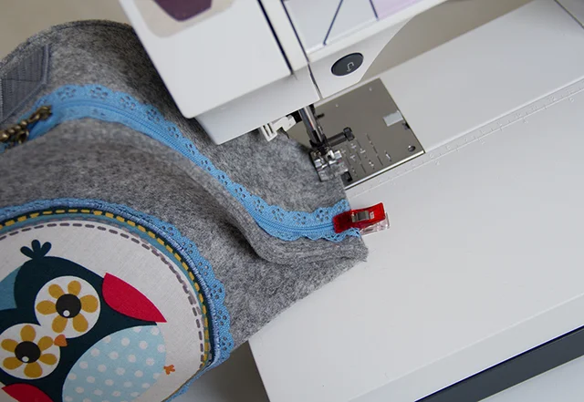 Nähanleitung Filzkoffer Öffnung nähen mit der Nähmaschine