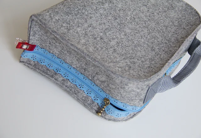 Nähanleitung Filzkoffer Öffnung schließen