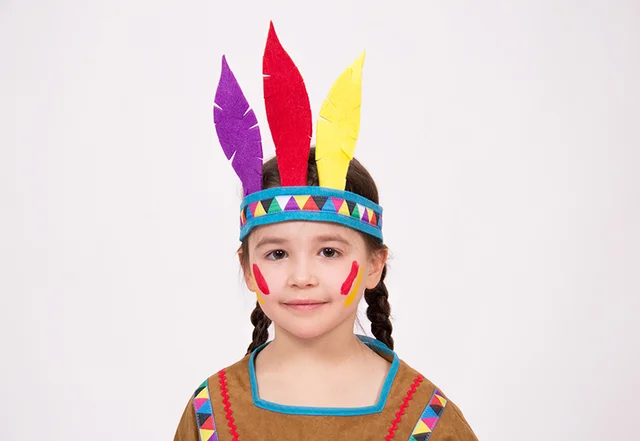 Indianerkostüm mit Federschmuck selber nähen zu Fasching