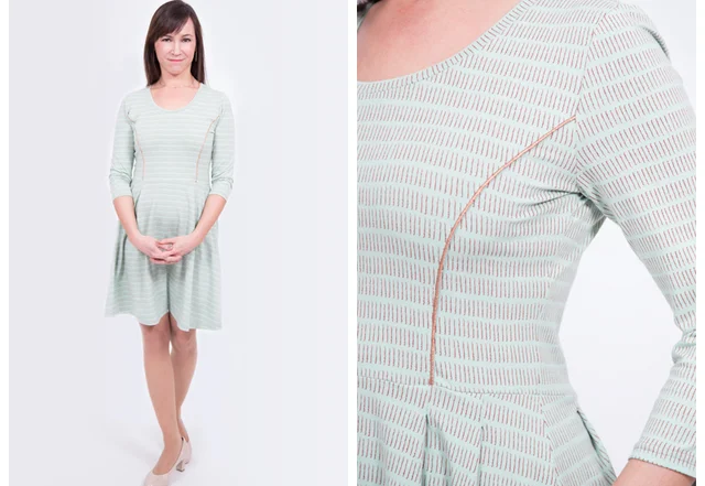 Jerseykleid Paspel Kupfer-mint Nähanleitung