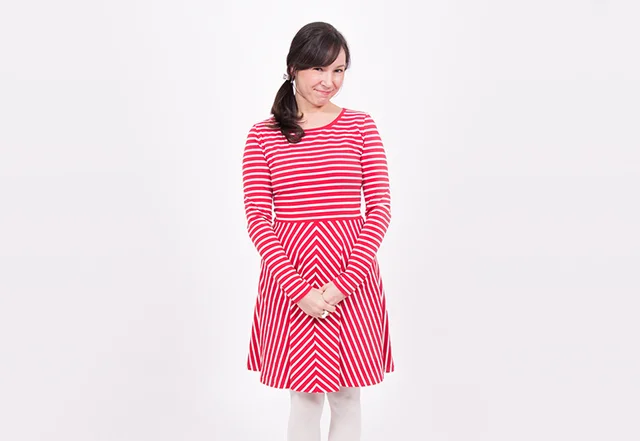 Jerseykleid rote Streifen Dress Jerseykleid rote Streifen Dress
