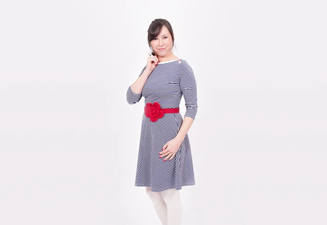 Jerseykleid Uboot Ausschnitt mit Streifenstoff Jerseykleid Uboot Ausschnitt mit Streifenstoff