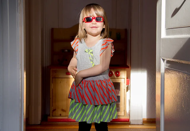 Kleid selbst genäht neonfarben