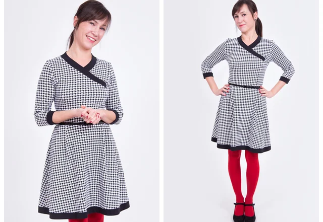 Kleid Sommersweat Hahnentritt schwarz-weiss nähen Kleid Sommersweat Hahnentritt schwarz-weiss nähen