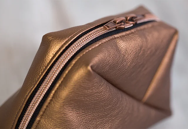 Kosmetiktasche selber nähen Reissverschluss Kupfer