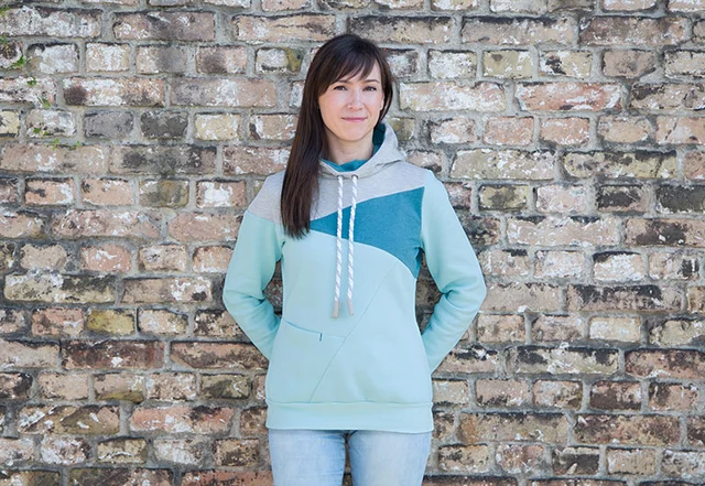 Nähanleitung Schnittmuster Damen Hoodie Teilung Kapuze selber machen