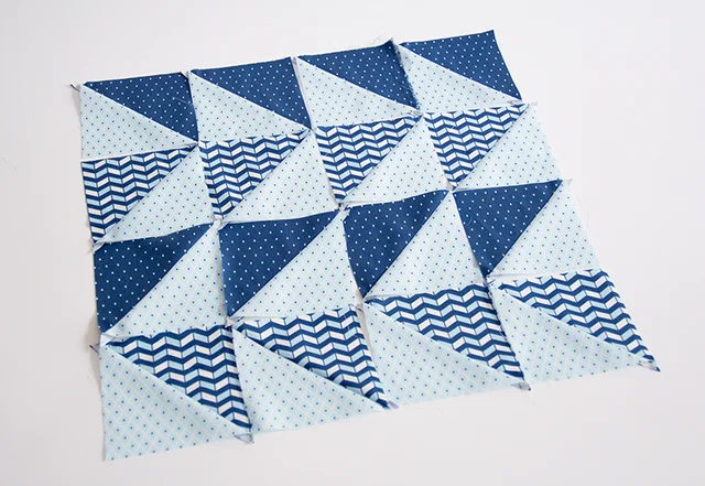 Nähanleitung: Patchworkkissen Muster Sägezahnreihen