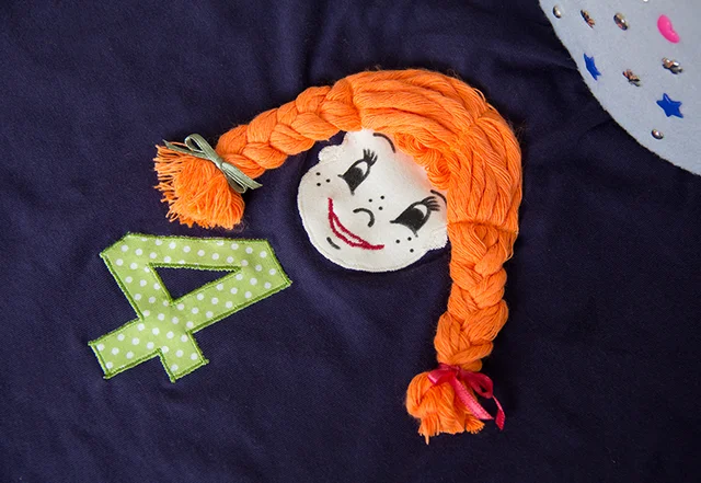 Kindershirt mit Pippi Langstrumpf Applikation Kindershirt mit Pippi Langstrumpf Applikation
