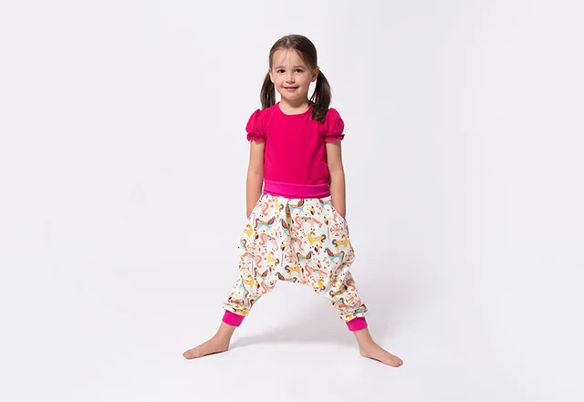 Schnittmuster kostenlos Pumphose für Kinder mit Eingriffstaschen