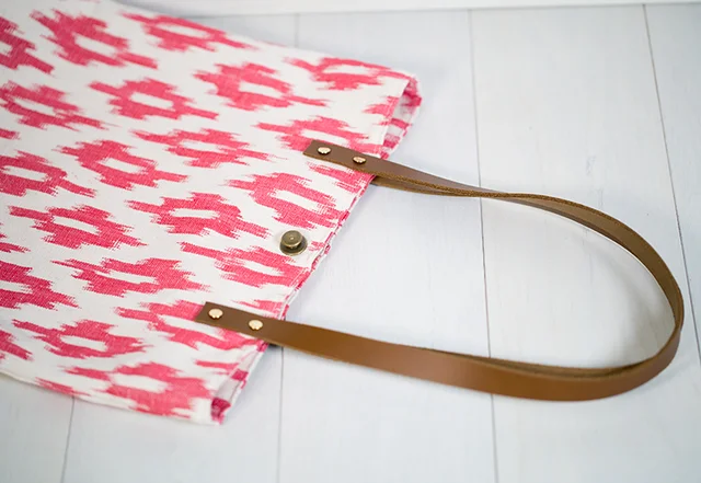 Schnittmuster Shopper Einkaufsbeutel Lederriehmen Henkel Nieten selber nähen