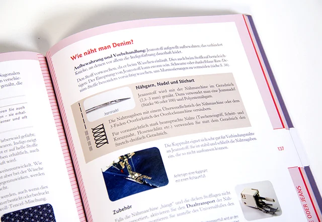 Stoff Nähprojekt Buch Denim