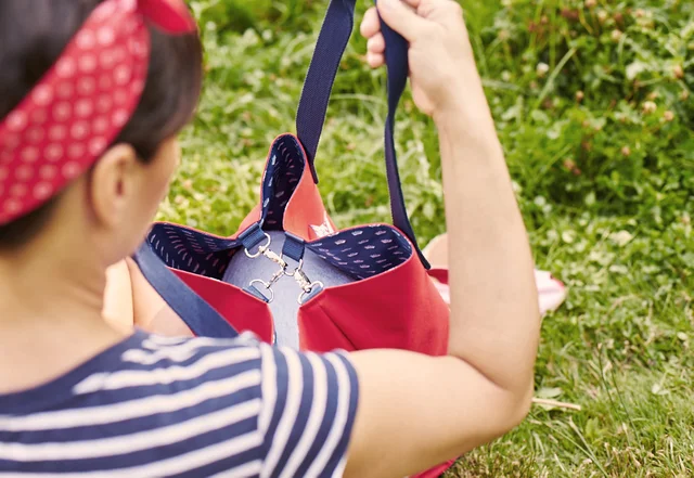 Tasche nähen Karabiner Verschluss Tasche nähen Karabiner Verschluss
