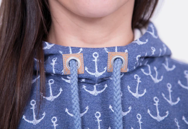 Nähanleitung Damen Hoodie Anker Teilung Ösen Kordel