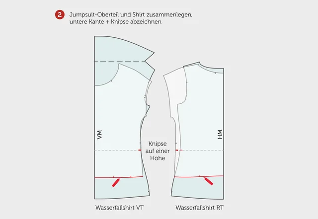 Jumpsuit Joy mit Wasserfallkragen Oberteil anpassen
