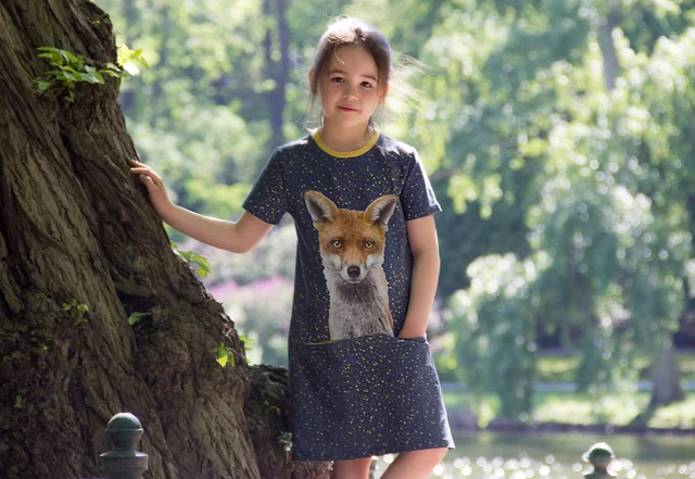 Schnittmuster Kinderjerseykleid mit Fuchsmotiv