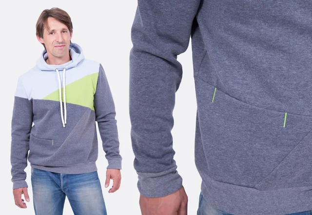 Schnittmuster Patchwork Hoodie für Herren