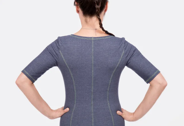 Schnittmuster Etuikleid Jeans Teilungsnähte nähen Schnittmuster Etuikleid Jeans Teilungsnähte nähen