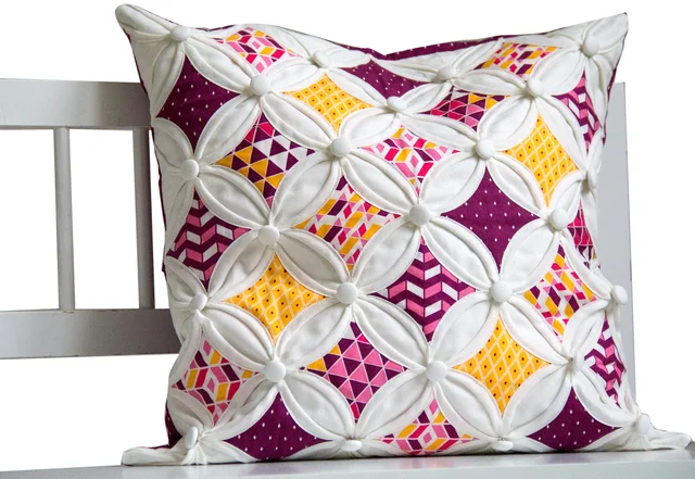 Nähanleitung Cathedral Window Patchwork Kissen