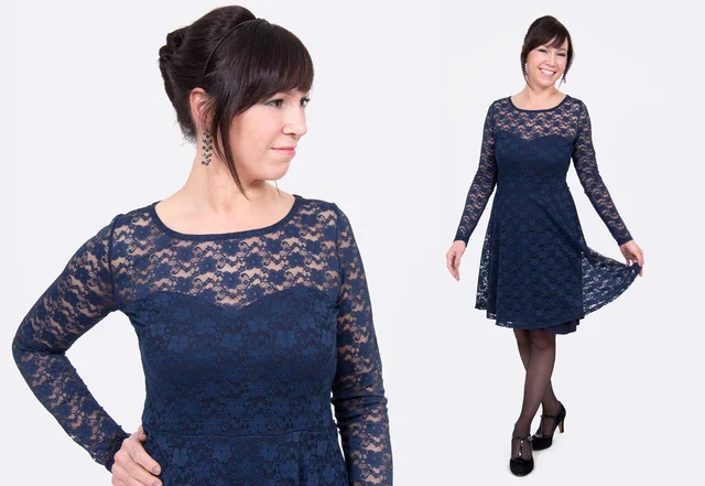 Nähanleitung Jerseykleid mit Spitze nähen
