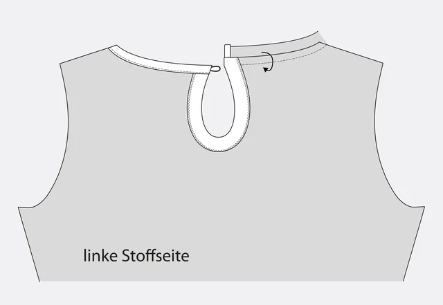 Nähanleitung Tropfenverschluss Ausschnitt umklappen