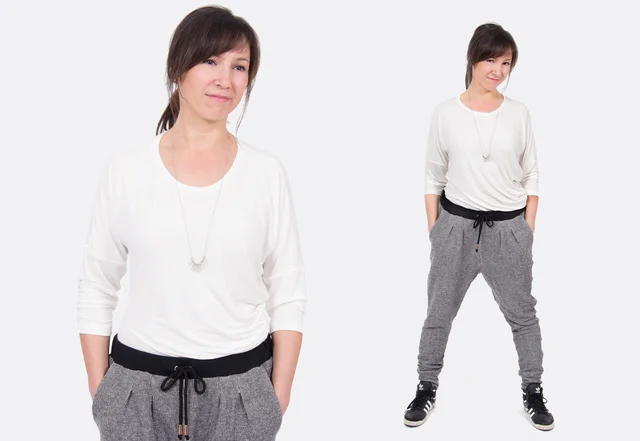 Schnittmuster Draped Shirt mit Sweathose Schnittmuster Draped Shirt mit Sweathose