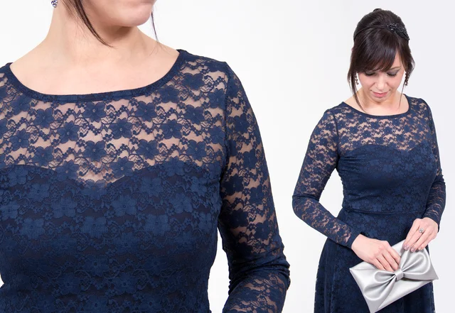 Schnittmuster Jerseykleid "Ella" als Spitzenkleid